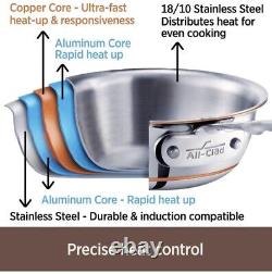 All-Clad 6203 SS Copper Core Saucepan with Lid, 3-Quart, Silver NEW