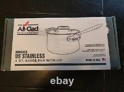 All-Clad BD55204 D5 Brushed Stainless Steel Sauce Pan, 4-Quart New in Box