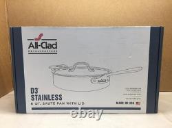 All-Clad D3 Stainless Steel 6 Quart Saute Pan Covered