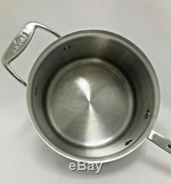 All Clad D5 Stainless Steel 4 QT Quart Saucepan Pot With Lid and Helper Handle