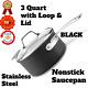 B1 Hard Anodized Nonstick Saucepan Stainless Steel Handle With Glass Lid 3 Quart