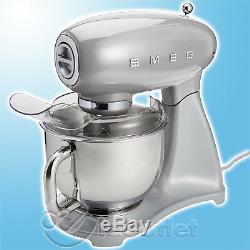 BRAND NEW SMEG 600 WATT 5-QUART BOWL 1950s STYLE RETRO PRO STAND MIXER SILVER