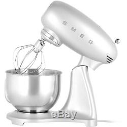 BRAND NEW SMEG 600 WATT 5-QUART BOWL 1950s STYLE RETRO PRO STAND MIXER SILVER