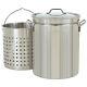 Bayou Classic 44 Quart Stainless Steel Kitchen Stock Pot With Steamer Basket