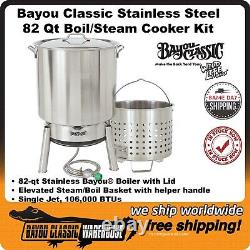 Bayou Classic 82 Quart Stainless Steel Boiler Cooker Steam Complete Kit KDS-982