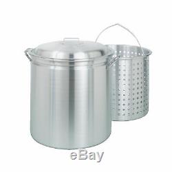 Bayou Classic 82 Quart Stainless Steel Stockpot Soup Pot with Lid and Basket