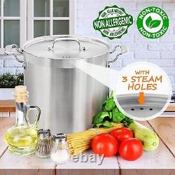 Best Cookware Stainless Steel Thick Bottom Casserole Stock Pot 24 Quart With Lid
