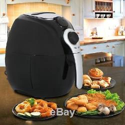 Black 1500W Electric Air Fryer 3.7 Quart With Timer Temperature Control Free Oil