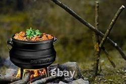 Bruntmor Pre-Seasoned Cast Iron Potjie African Pot With Wooden Crate 8-Quart
