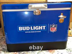 Bud Light / NFL 54 Quart Stainless Steel Hard Cooler Metal Latch Tailgating