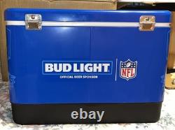 Bud Light / NFL 54 Quart Stainless Steel Hard Cooler Metal Latch Tailgating