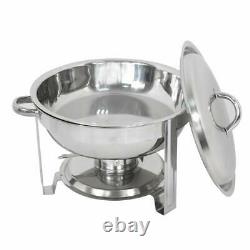 Buffet Catering Quart Stainless Steel Full Size Tray 4PCS Round Chafing Dish 5QT
