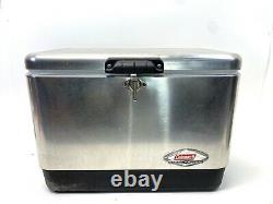 COLEMAN 6150 54 Quart STAINLESS STEEL Belted COOLER ICE CHEST Camping Fishing