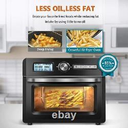 CROWNFUL 19 Quart Air Fryer Toaster Oven, Convection Roaster & Dehydrator, Black