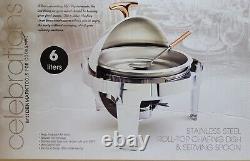 Celebrations 5 Piece 6.3-Quart Stainless Steel Round Chafing Dish Set, Roll Top