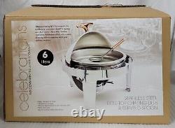 Celebrations 5 Piece 6.3-Quart Stainless Steel Round Chafing Dish Set, Roll Top