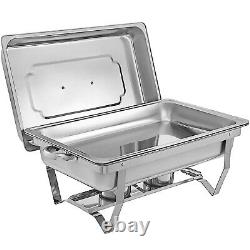 Chafer Chafing Dish 4 Packs 8 Quart Stainless Steel Rectangular + 12 Gas Cans