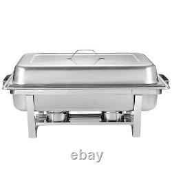 Chafer Full Size Buffet 4 Packs Chafing Dish 8 Quart Stainless Steel Rectangular