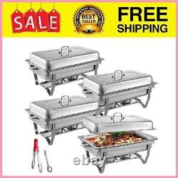 Chafing Dish 4 Packs Quart Stainless Steel Chafer Full Size Rectangular Chafers