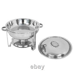 Chafing Dish 5 Quart Stainless Steel 5 Pack Round Tray Buffet Catering Warming