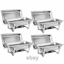 Chafing Dish 8 Quart Stainless Steel Rectangular Chafer Full Size Buffet 4 Packs