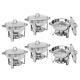 Chafing Dish Buffet Chafer 6-pack Round Warmer Set Withlid 5 Quart, Stainless Steel