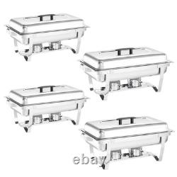 Chafing Dish Buffet Set 4 Packs, 8 Quart Stainless Steel Foldable Rectangular