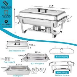 Chafing Dish Buffet Set 4 Packs, 8 Quart Stainless Steel Foldable Rectangular