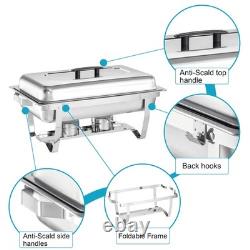 Chafing Dish Buffet Set 4 Packs, 9 Quart Stainless Steel Foldable 9QT, Sliver