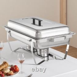 Chafing Dish Buffet Set 4 Packs, 9 Quart Stainless Steel Foldable 9QT, Sliver