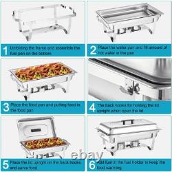 Chafing Dish Buffet Set 4 Packs, 9 Quart Stainless Steel Foldable 9QT, Sliver