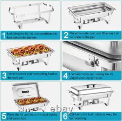 Chafing Dish Buffet Set 4 Packs, 9 Quart Stainless Steel Foldable Rectangular Cha