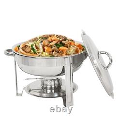 Chafing Dish Full Size 5 Pack Round Tray Buffet Catering 5 Quart Stainless Steel