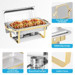 Chafing Dish (Set of 8) 8 Quart Stainless Steel Full Size Tray Food Warmers
