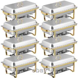 Chafing Dish (Set of 8) 8 Quart Stainless Steel Full Size Tray Food Warmers