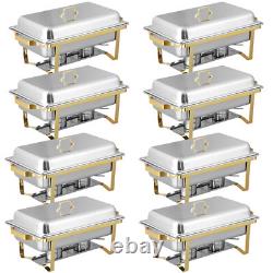 Chafing Dish (Set of 8) 8 Quart Stainless Steel Full Size Tray Food Warmers