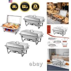 Chafing Dishes for Buffet, 4 Pack 9 Quart Stainless Steel Buffet Set Foldin