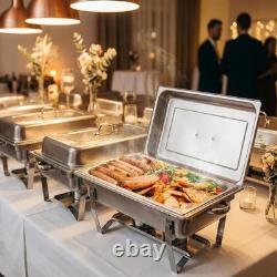 Chafing Dishes for Buffet, 4 Pack 9 Quart Stainless Steel Buffet Set Foldin