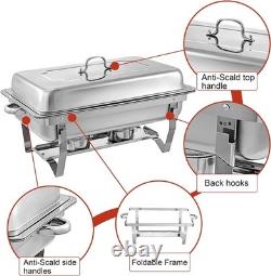 Chafing Dishes for Buffet, 4 Pack 9 Quart Stainless Steel Buffet Set Foldin