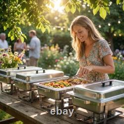 Chafing Dishes for Buffet, 4 Pack 9 Quart Stainless Steel Chafer Set