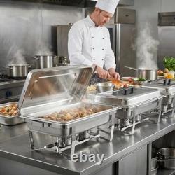 Chafing Dishes for Buffet, 4 Pack 9 Quart Stainless Steel Chafer Set