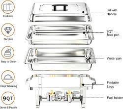 Chafing Dishes for Buffet, 4 Pack 9 Quart Stainless Steel Chafer Set
