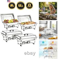 Chafing Dishes for Buffet, 4 Pack 9 Quart Stainless Steel Chafer Set Foldin