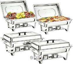 Chafing Dishes for Buffet, 4 Pack 9 Quart Stainless Steel Chafer Set Foldin Chafing Dishes for Buffet, 4 Pack 9 Quart Stainless Steel Chafer Set Foldin