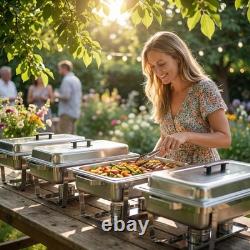Chafing Dishes for Buffet, 4 Pack 9 Quart Stainless Steel Chafer Set Foldin