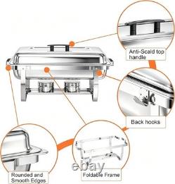 Chafing Dishes for Buffet, 4 Pack 9 Quart Stainless Steel Chafer Set Foldin