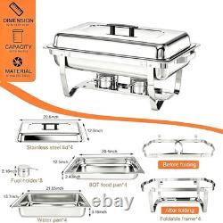 Chafing Dishes for Buffet, 4 Pack 9 Quart Stainless Steel Chafer Set Foldin