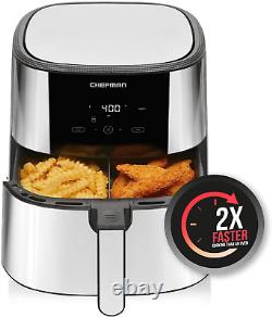 Chefman Turbofry Stainless Steel Air Fryer with Basket Divider, 8-Quart