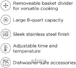 Chefman Turbofry Stainless Steel Air Fryer with Basket Divider, 8-Quart