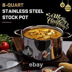 Ciwete 8 Quart Stock Pot 3 Ply Stainless Steel Stock Pot Soup Pot Cooking Pot